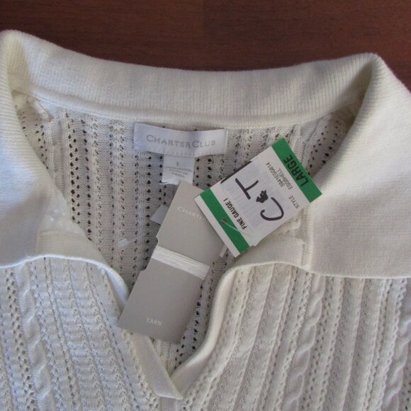 Charter Club Lacey Knit Polo Sweater - Sz L - NEW - Picture 6 of 8